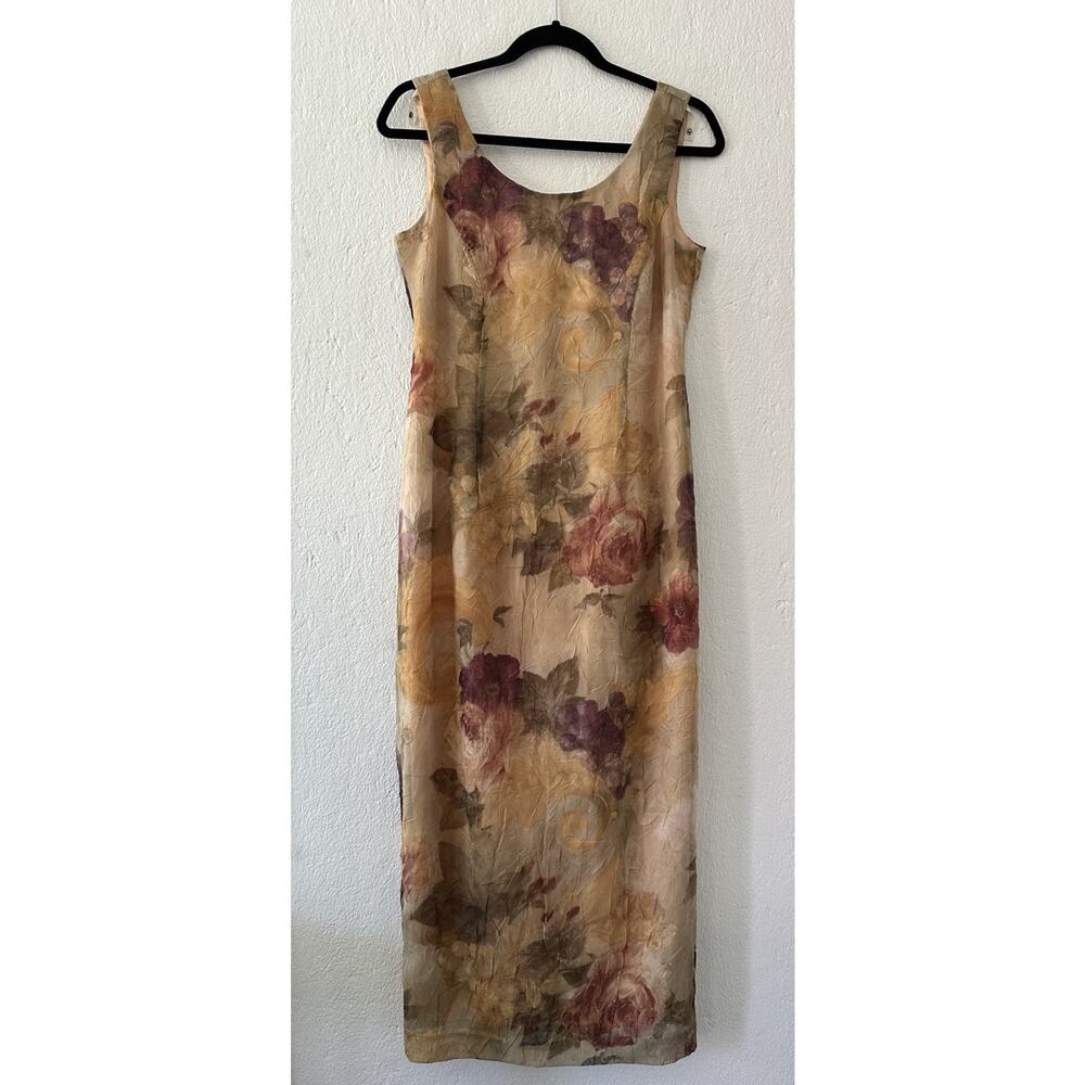 Vintage VIRGO Floral Midi Dress Sheer Overlay Slip Dress 90s Romantic Grunge 6